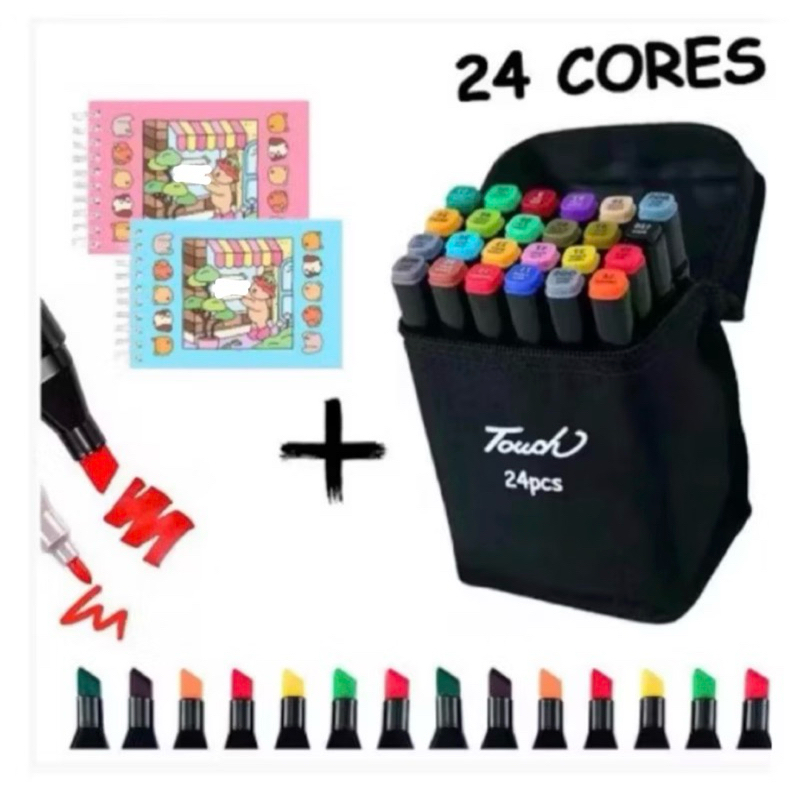 Kit Livro De Colorir + Canetinhas Infantil Para Pintar Com 48 folha ...