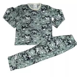 PIJAMA MASCULINO DE MANGA LONGA + CALÇA . ESTAMPA DE DINOUSSAUROS.  COR  VERDE, MARCA: BEST BOY,  TAMANHO 08 em Oferta na Shopee
