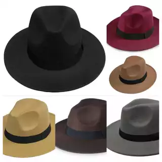 Chapéu Fedora Gangster Preto Aba Média Dura Clássico Unissex aba 7 cm colorido