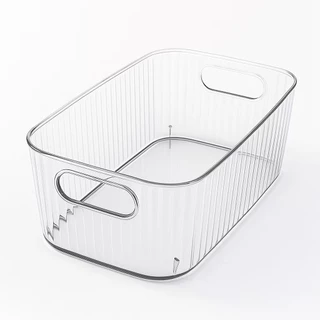 Kit Caixa de Armazenamento Decorativa Transparente Com Alça Organizador Banheiro Cozinha Multiuso