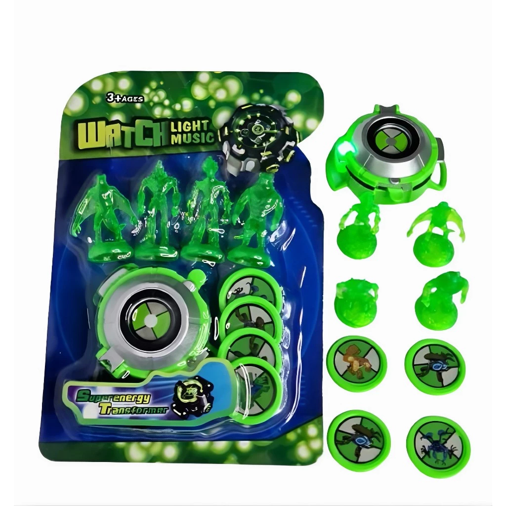 Relógio de brinquedo Ben 10 com 4 bonecos alienígenas e 4 frisbees ...