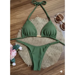 Biquíni Feminino Top Cortininha Com Calcinha Fita Para Marquinha Moda Praia em Oferta na Shopee