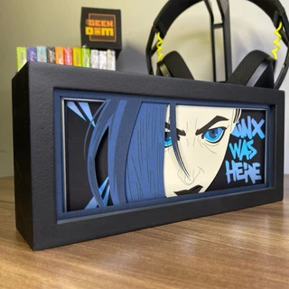 Luminária Lightbox Anime 3D LED Decoração de Mesa PC Gamer Arcane League of Legends LOL Jinx