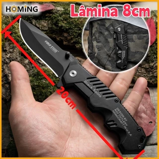 Canivete Automático Com Trava Militar Saque Rápido Preto 20cm Pesca Camping Trilha