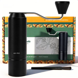 Moedor de Café Manual em Aço Inoxidável Ajustável com Pincel 30g Capacidade
