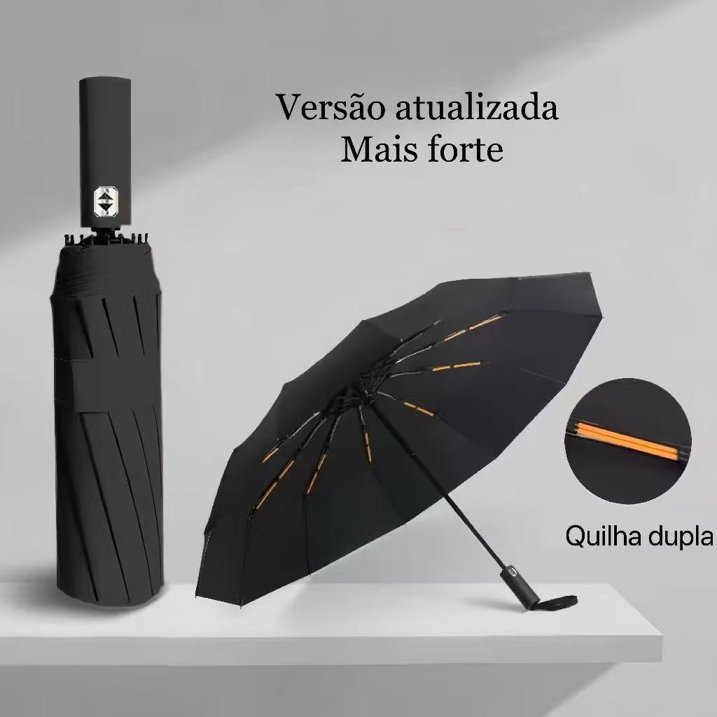 Guarda Chuva Automático Abre E Fecha Reforçado Contra Vento Proteção Solar Blackout