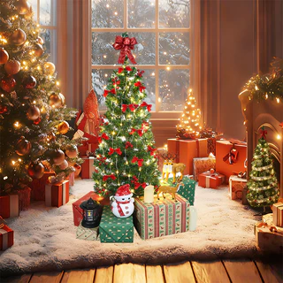 Árvore de Natal Decorada Verde 120cm Completa 71 Enfeites + Pisca