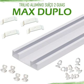 Trilho Suíço Max Duplo Alumínio Cortina Presilhas 1,5m/ 2m/2,5m/3 Metros/3,5m/4,0m/4,5m/5,0m/6,0m
