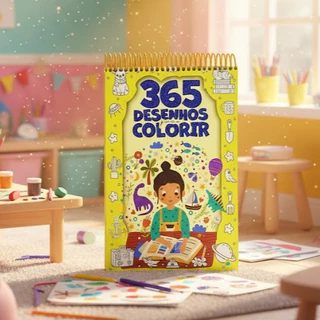 365 Desenhos para Colorir PAD / Capa Menina / Espiral em Oferta na Shopee