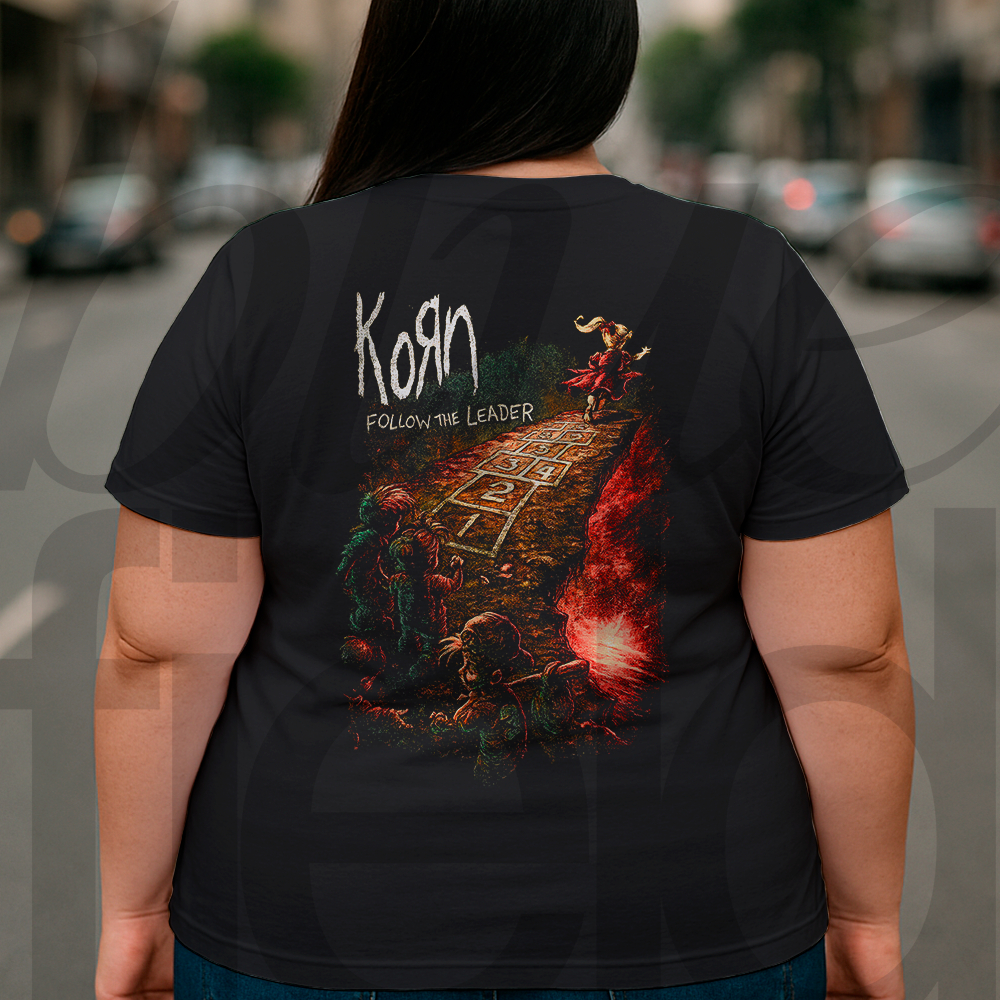 Camiseta Plus Size Feminina Rock Streetwear Korn 066 Malha Algodão