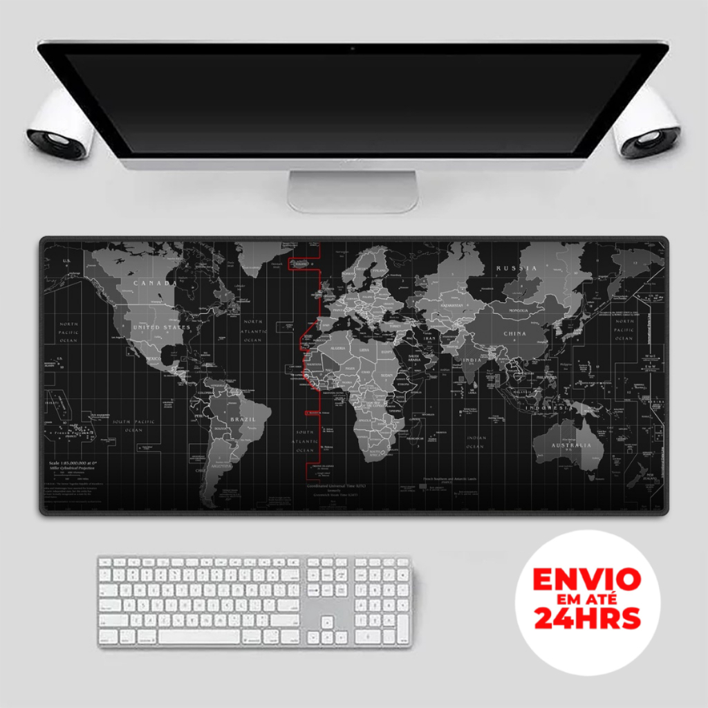 Mouse Pad Grande Mapa Mundial Antiderrapante Impermeável Gamer ...