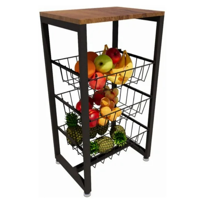 FRUTEIRA PRETA AMADEIRADA PROMOÇÃO CASA LAR DECORAÇÃO COZINHA PORTA FRUTA