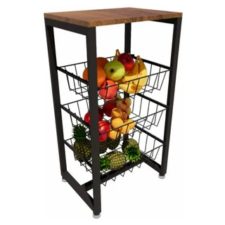 FRUTEIRA PRETA AMADEIRADA PROMOÇÃO CASA LAR DECORAÇÃO COZINHA PORTA FRUTA