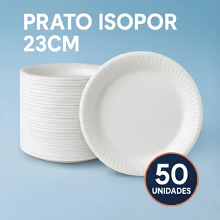 200 Pratos de Isopor Térmico Descartável Raso Branco 23cm Churrasco/Aniversário Ultra