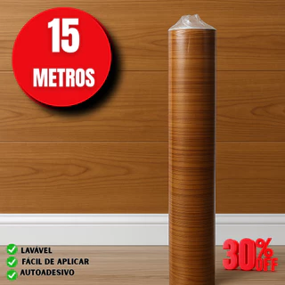 Papel Parede Adesivo Magno 15 Metros Impermeável Fácil Aplicar Lavável Removível Amadeirado Limpar