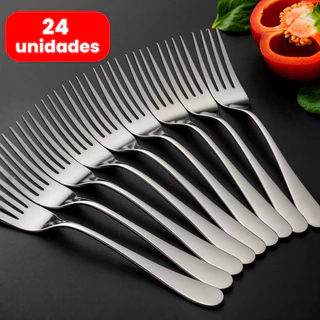 Jogo Garfo 24un Aço Inox P/ Casa Bares Restaurantes S/juros