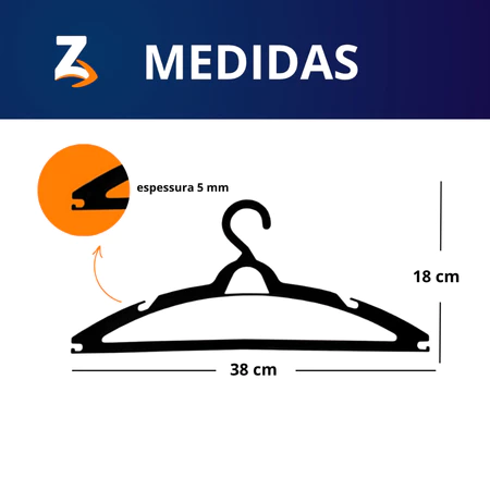 Cabide Adulto Preto Kit 100 Cabides Reforçados Organizar Roupas