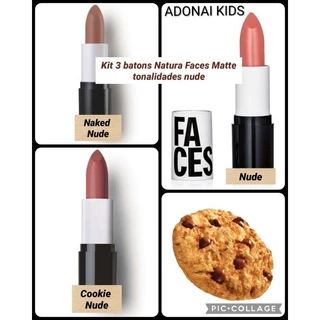 Kit 3 Batons Natura Nude Faces Matte FPS10 - Nude I Cookie Nude I Naked Nude