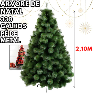 Árvore De Natal Pinheiro 2,10M Com 330 Galhos Apoio De Metal Verde Sala Natal Família Natalina em Oferta na Shopee