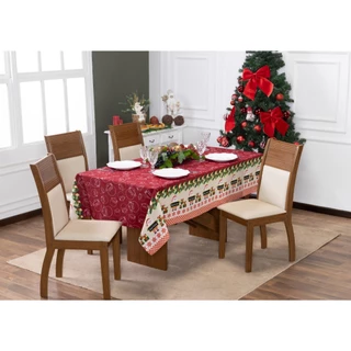 Toalha de Mesa Natal Luxo em Tecido Oxford 4/6/8/10 Lugares - Varios tamanhos