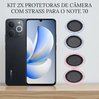 Kit 2x Películas De Câmera Com Strass Compatível Para O Note 70