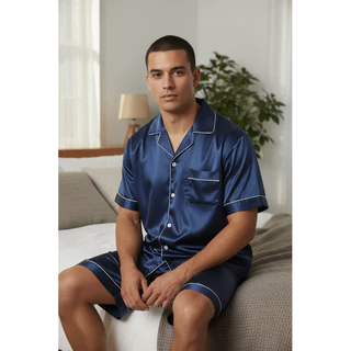 Pijama Masculino Azul, estilo Americano pronta entrega no Brasil. em Oferta na Shopee