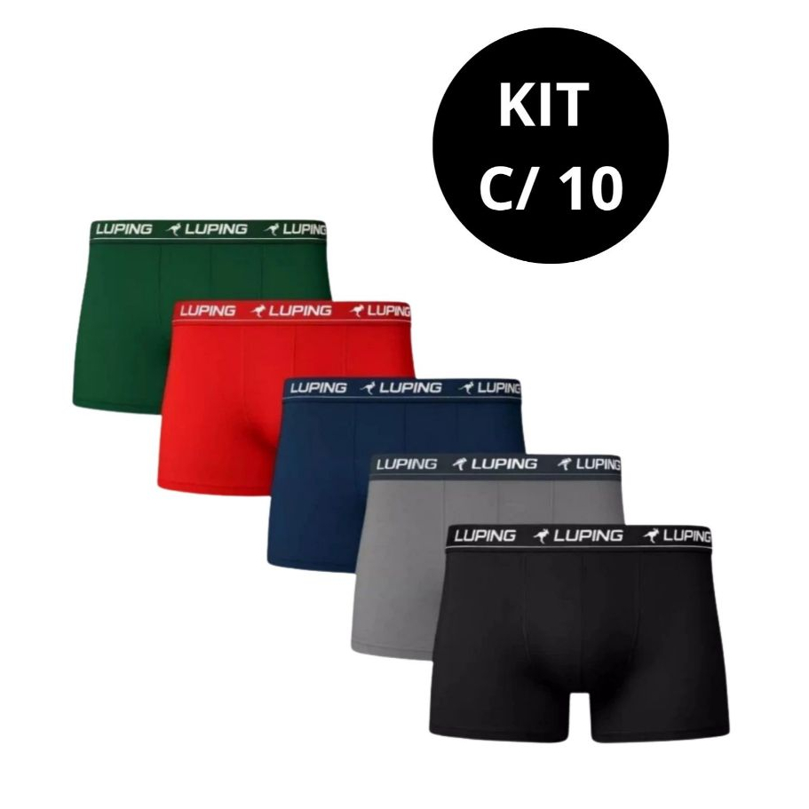 Kit 10 Cuecas Boxer Adulto | Lisas e Estampadas | Antialérgicas, Macias e Duráveis