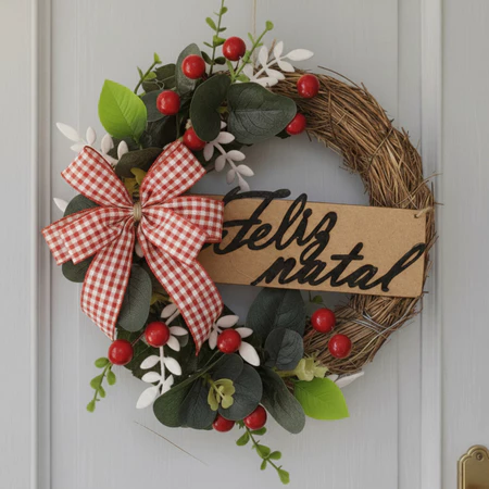 Guirlanda 30cm natal porta entrada luxo decorada decoração 2025 2026