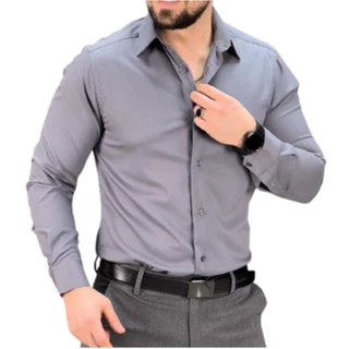 Camisa Masculina Manga Longa Slim de Qualidade Premium