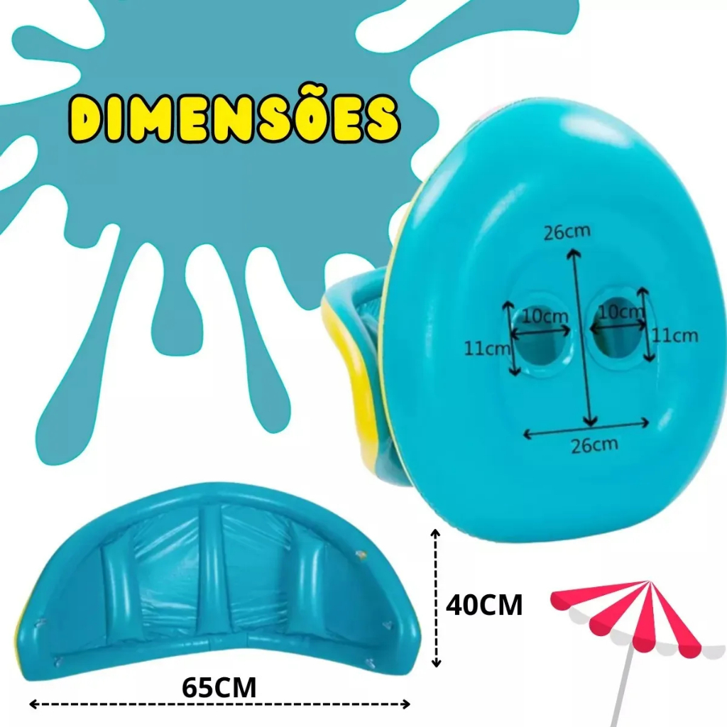 Imagem do produto Boia Bote Bebê Infantil Com Volante E Buzina Divertida Inflável Proteção Cobertura Piscina Cor Amarelo Azul 5