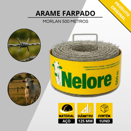 Arame Farpado Nelore Morlan Forte e resistente 500m