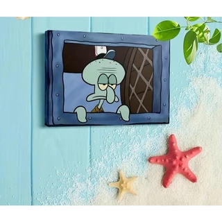 Quadro decorativo 1 peça Lula Molusco Olhar para a Janela Estilo Vintage decoração casa sala quarto