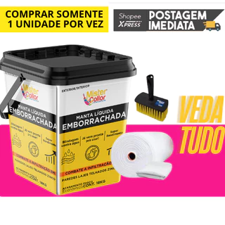 Manta Liquida 18kg + Broxa Brinde + Kit 50m² Bidim Vp50