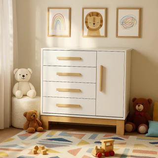 Cômoda de Bebê Infantil Slim 1 Porta 4 Gavetas Moderna Design Funcional em Oferta na Shopee