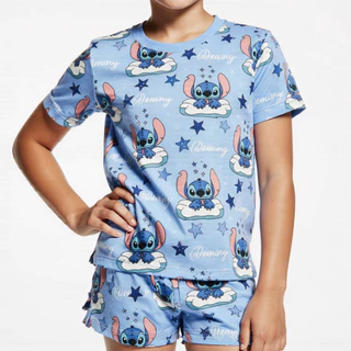 Pijamas Infantil Stitch Menino Baby Estampado com Short Roupa de Dormir Unissex Festa Do Pijama em Oferta na Shopee