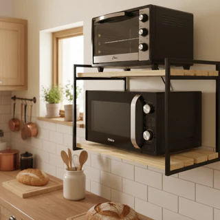 Suporte microondas forno 60cm air fryer impressora prateleira de parede nicho multiuso Pinus Metalon em Oferta na Shopee