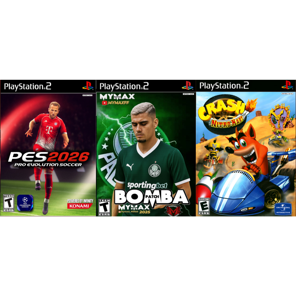 3 JOGOS PS2 PES 2026 JrPlay (Setembro) + Bomba Patch Mymax V11 ...