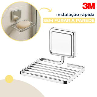 Saboneteira Banheiro Suporte Dupla Face 3M Parede Porta Sabonete Cromado Sem Furo Future em Oferta na Shopee