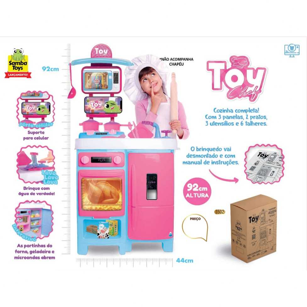 Cozinha Infantil Toy Chef GRANDE 92CM ALTURA c/Acessórios e
