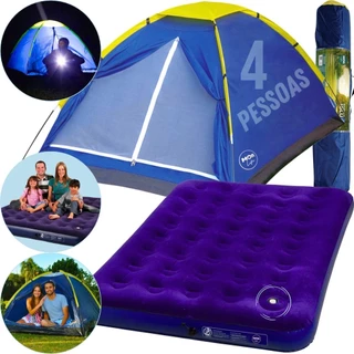 Kit Camping Barraca 4 pessoas + Colchão inflável CASAL MOR - ENVIO IMEDIATO