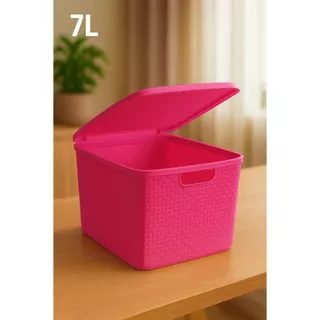 Cesto Caixa Organizadora Rattan Com Tampa 7 Litros Preta Multiuso - TOY 25589 em Oferta na Shopee
