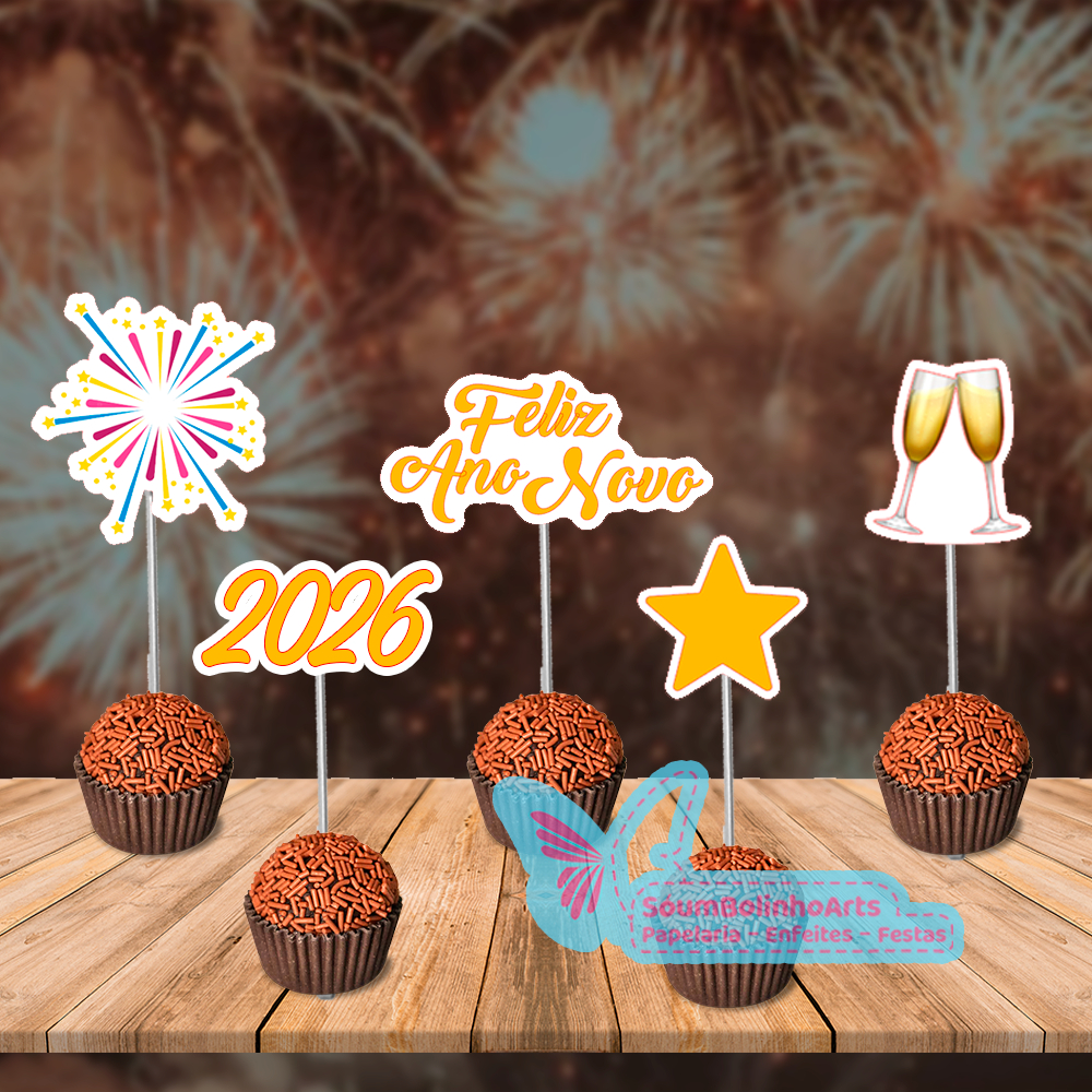 Toppers Para docinhos tema: Feliz Ano Novo 2026 Reveillon | Shopee Brasil
