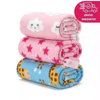 KIT 3 MANTA de bebê Cobertor do Bebe Mantinha Microfibra estampada para Kit maternidade em Oferta na Shopee