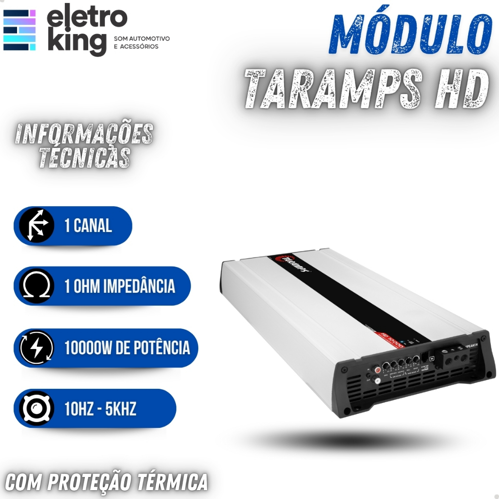 Módulo Amplificador Taramps Som Automotivo Classe D HD 10000 Watts