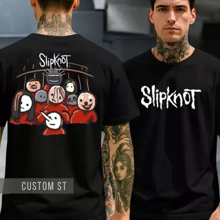 Camiseta Slipknot Metal Desenho Músicas Show Mascaras ImCamisa Unissex Plus Size Preta