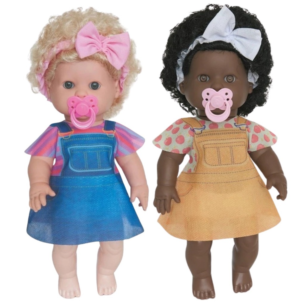 Boneca Com Chupeta Danadinha Loira e Negra Brinquedo Menina Boneca ...
