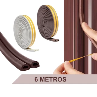 Fita Veda Frestas Janelas Porta Adesivo Isolante Térmico Antirruído 5.5x9mm 6 Metros