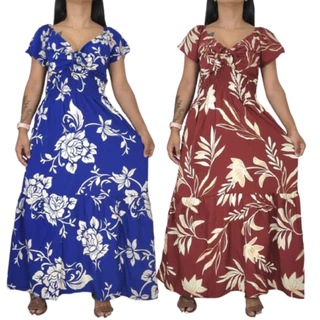 Vestido  Longo Plus Size Feminino Estampado Moda Evangélica Florido Evangélico Soltinho  Rodado Floral Lastex em Oferta na Shopee