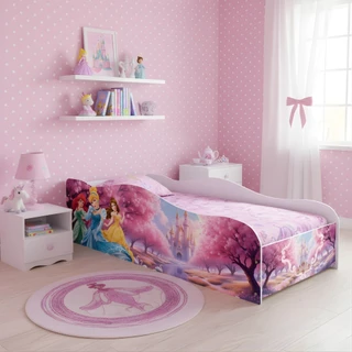 Cama Infantil Carro Princesas Meninas Quarto Decorativo Adesivada 100% MDF Com Colchão