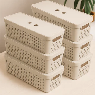 Kit 6 Caixa Organizadora com Tampa 3,6 Litros Cesto Grande em Plástico Resistente em Oferta na Shopee